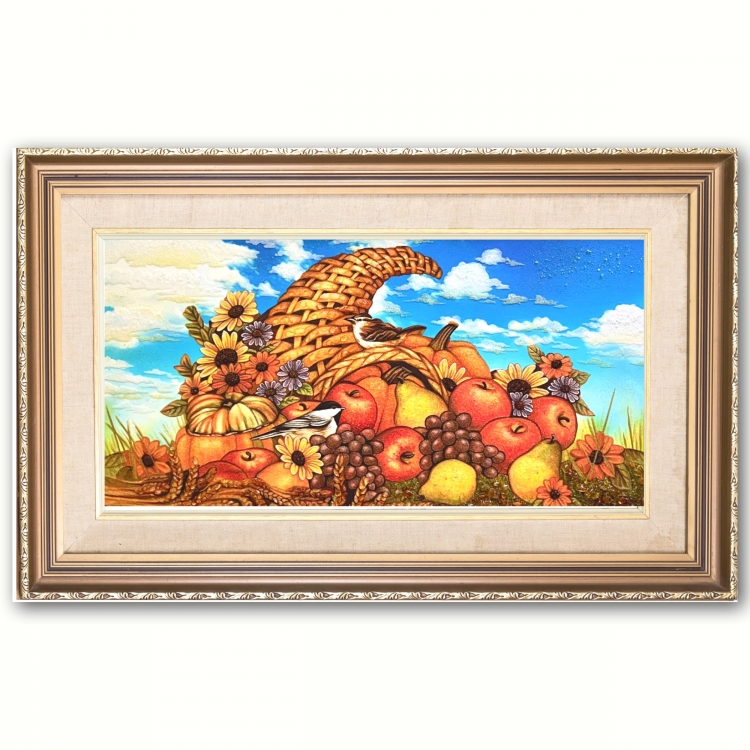 Картина Ріг достатку (фрукти) з бурштину