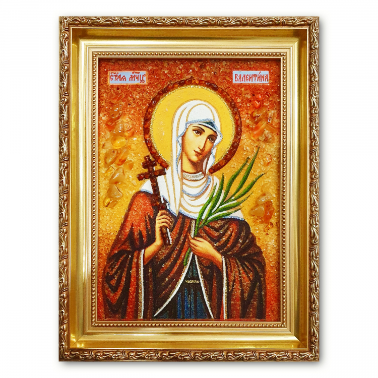 Ікона Свята Валентина  з бурштину