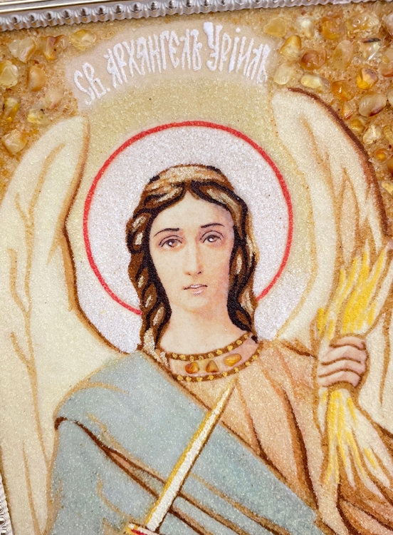 Ікона Архангел Уриїл з бурштину