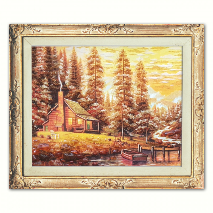 Будинок у чудовому лісі - пейзаж з бурштину