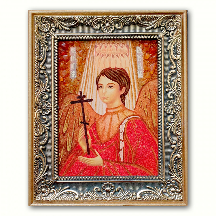 Ікона Отрок В'ячеслав Чебаркульський з бурштину