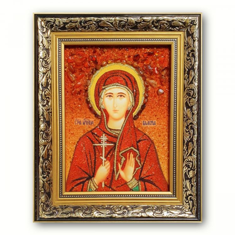 Ікона Свята Мучениця Валерія з бурштину