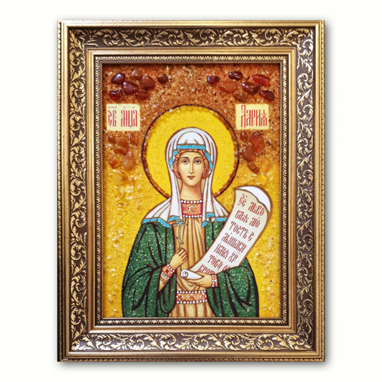 Ікона Свята Дарія Римська з бурштину