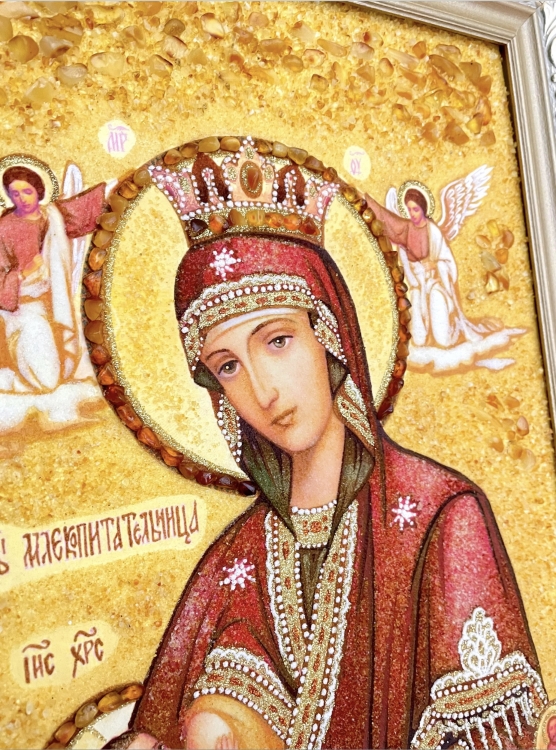 Ікона Годувальниця з бурштину