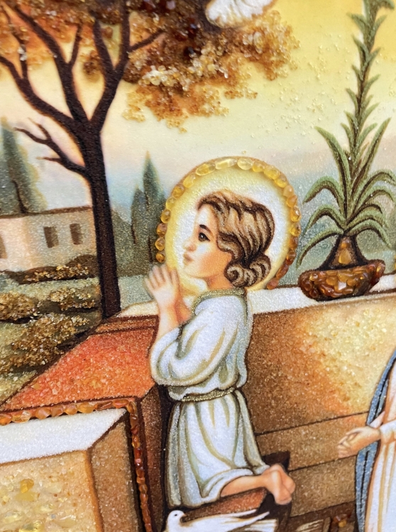 Ікона Пресвята родина з Назарета з бурштину