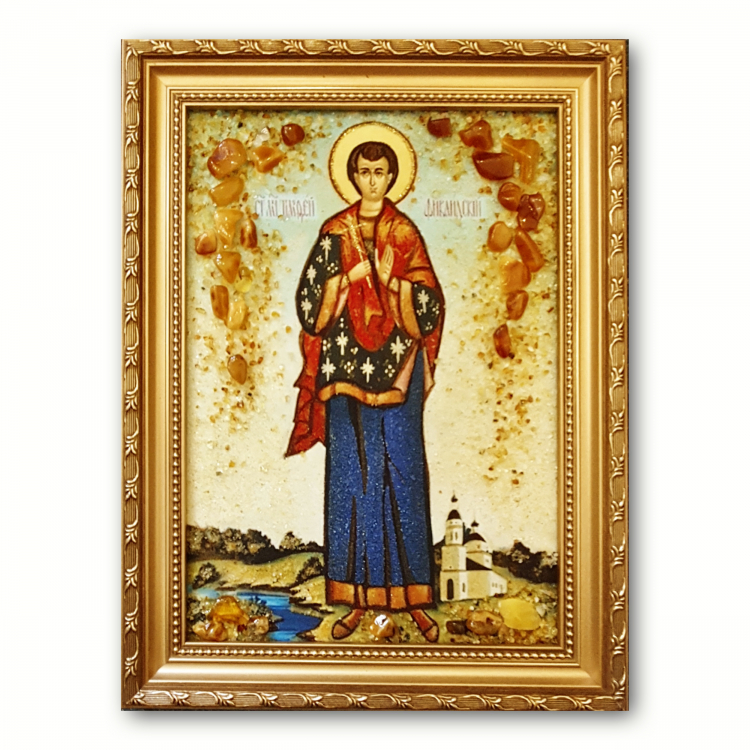 Ікона Тимофій Фіваїдський з бурштину