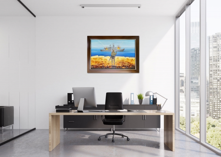 Картина Марка російський військовий корабель йди (на полотні олія та бурштин) з бурштину