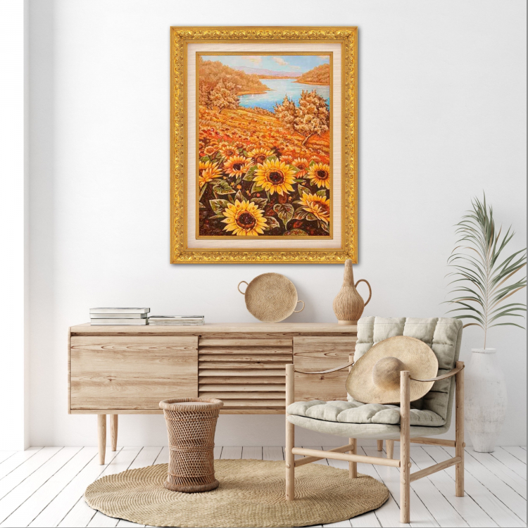 Пейзаж - Соняшникове поле з бурштину