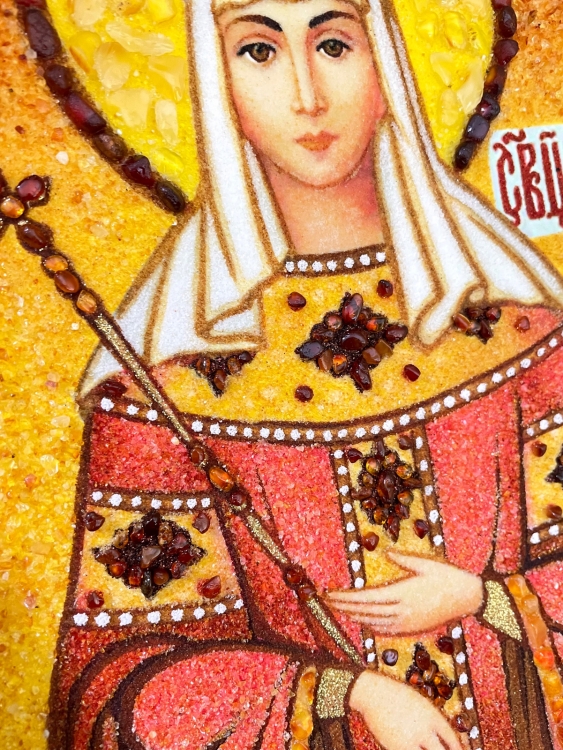 Ікона Свята Олена з бурштину