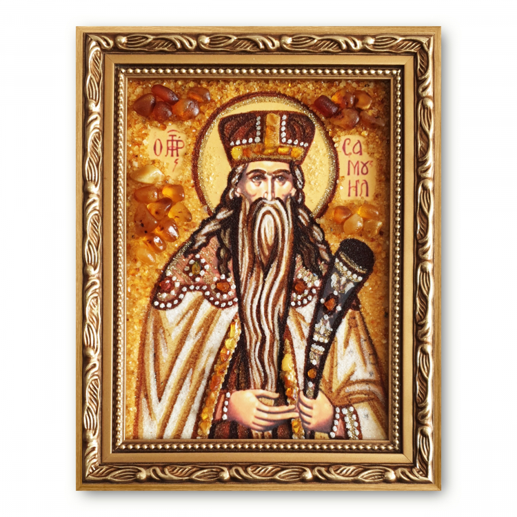 Ікона Святий пророк Самуїл з бурштину