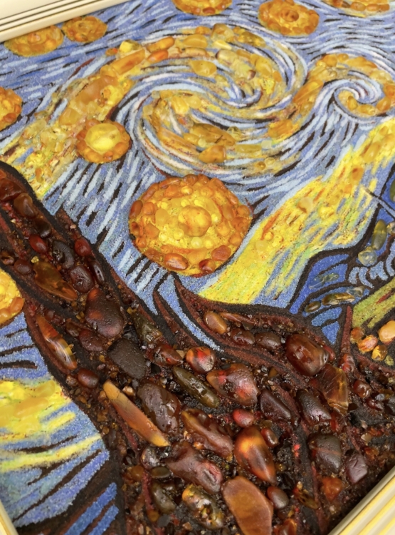 Картина Зоряна ніч (Вінсент ван Гог) з бурштину