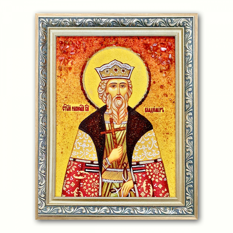 Ікона Князь Володимир  з бурштину