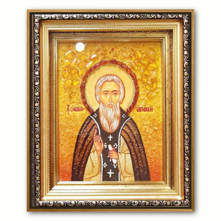 Ікона Сильвестр Обнорський з бурштину