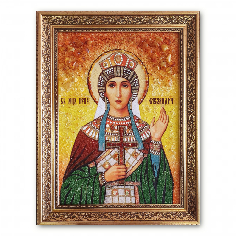 Ікона Олександра Римська з бурштину
