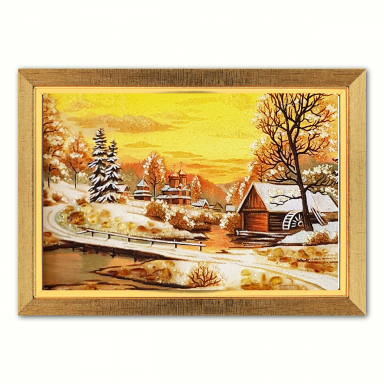 Зимове село - Пейзаж з бурштину