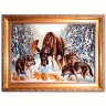 Картина Вовки та лось Т. Данчурової з бурштину