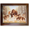 Картина Вовки та лось Т. Данчурової з бурштину