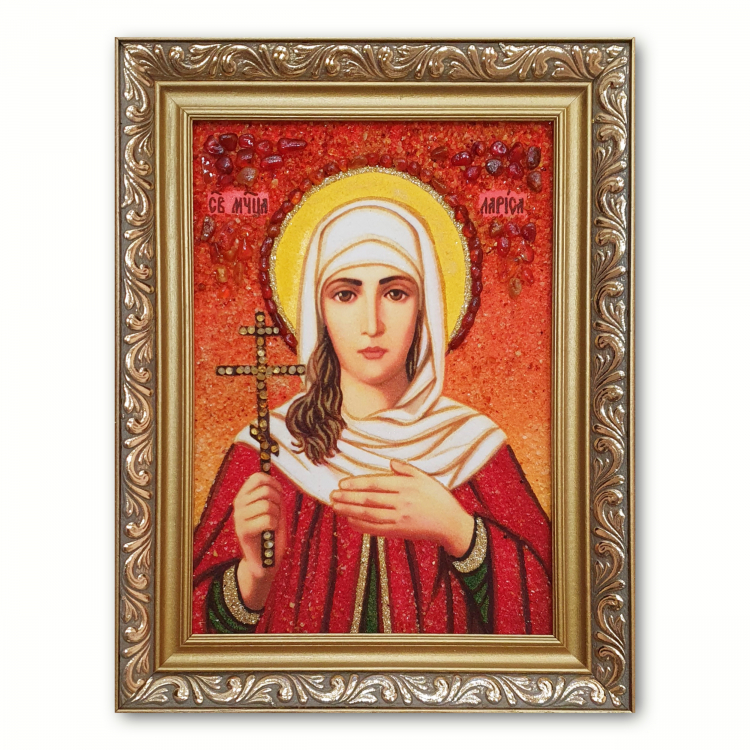 Ікона Святої Лариси Готфської з бурштину