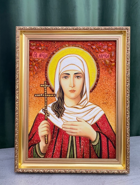 Ікона Святої Лариси Готфської з бурштину