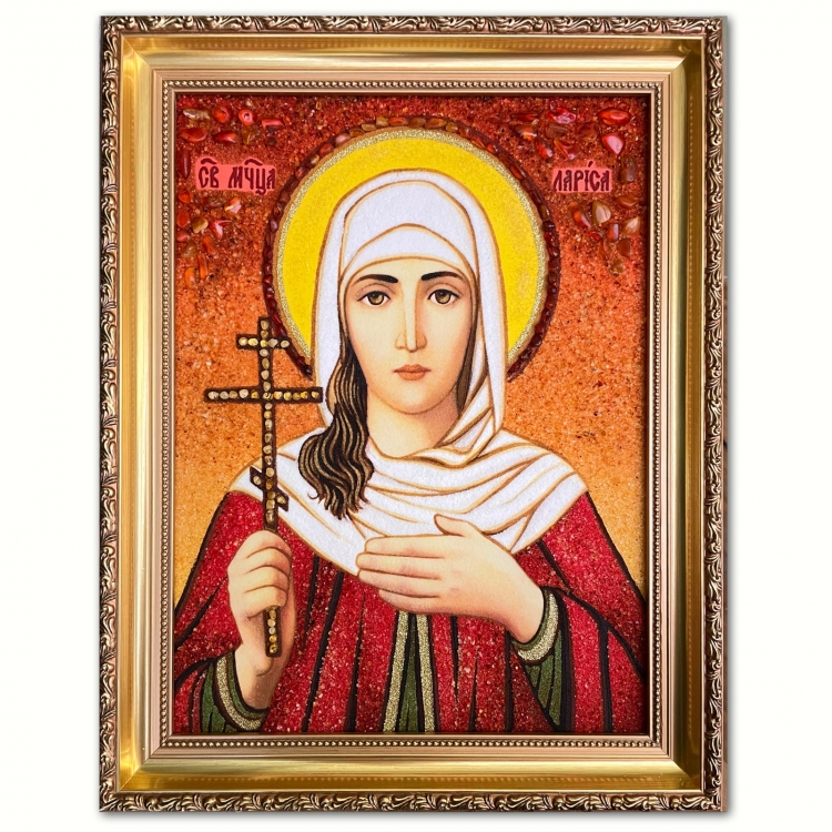 Ікона Святої Лариси Готфської з бурштину