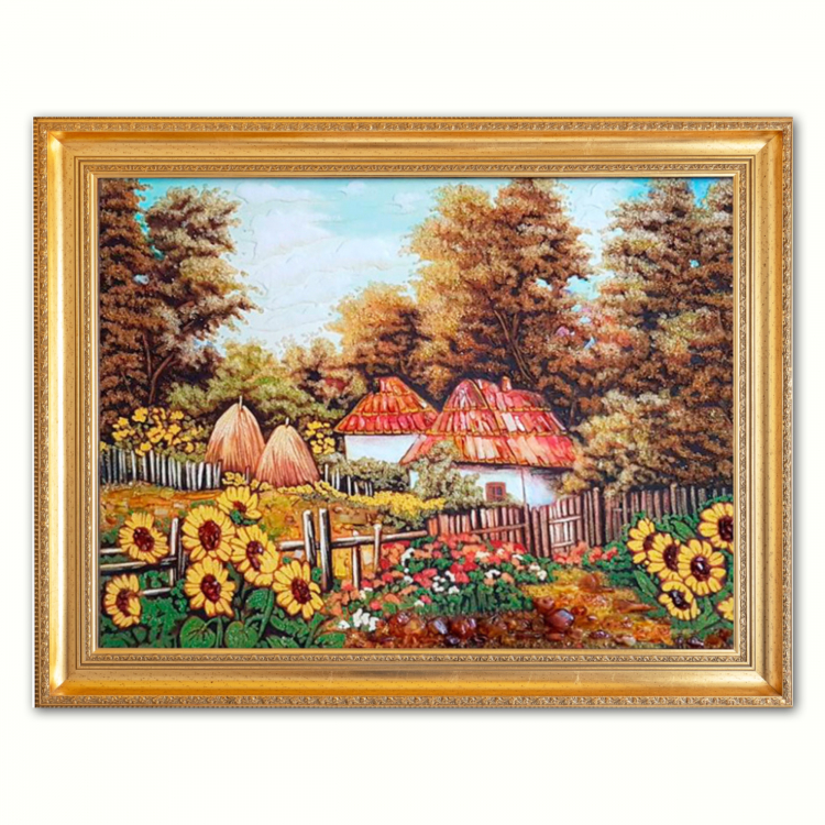 Будиночок із соняшниками - Пейзаж з бурштину