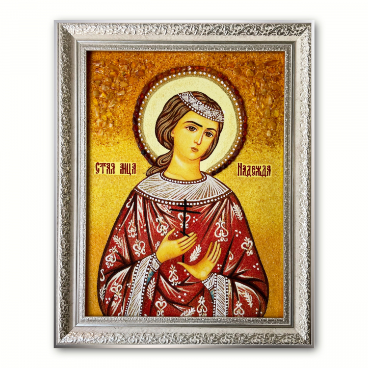 Ікона Свята Мучениця Надія з бурштину