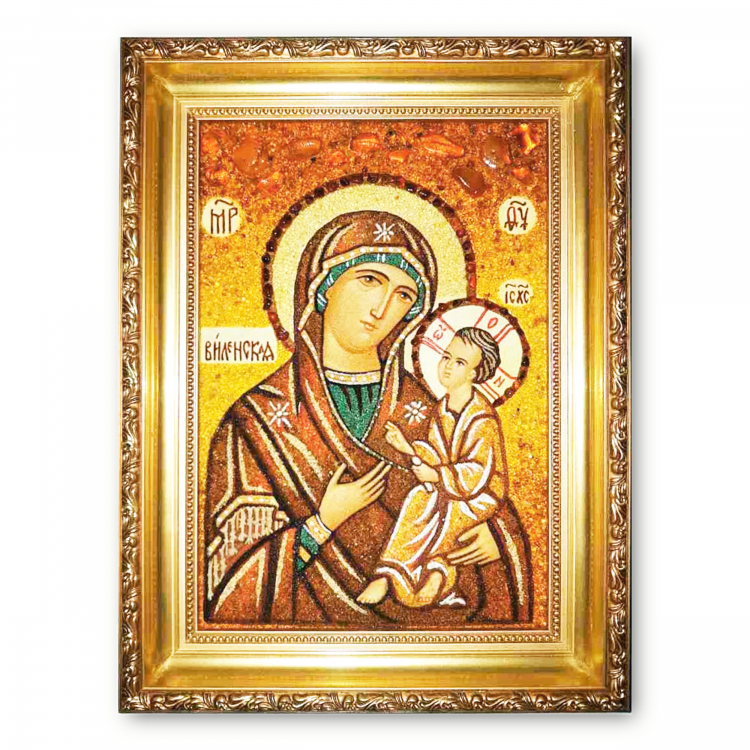 Ікона Віленська Одигитрія з бурштину