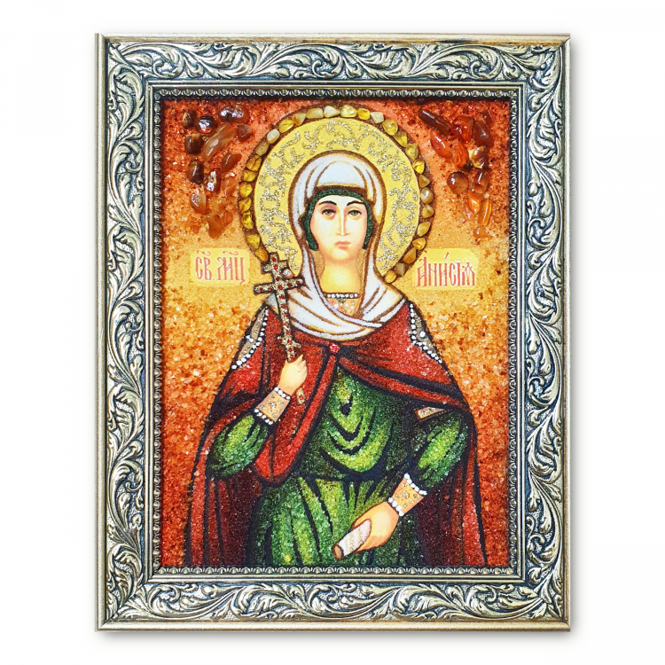Ікона Анісія Солунська  з бурштину