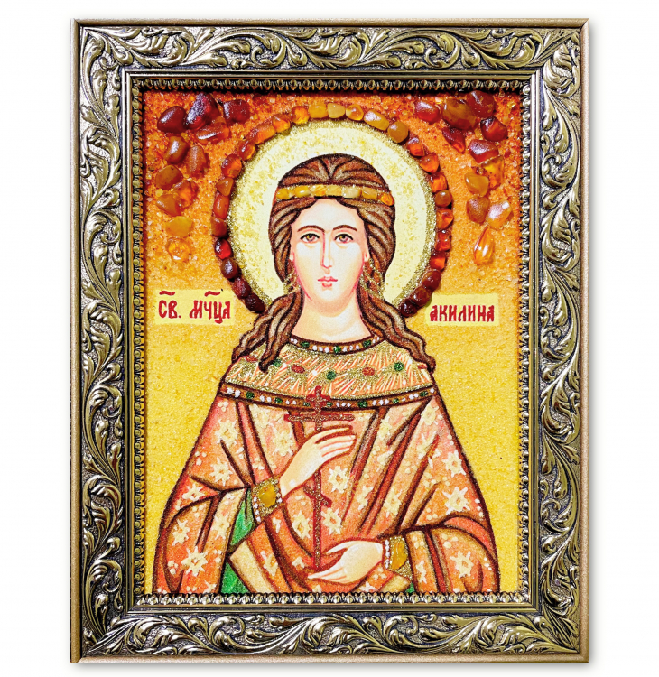 Ікона Мучениця Акіліна Старша з бурштину