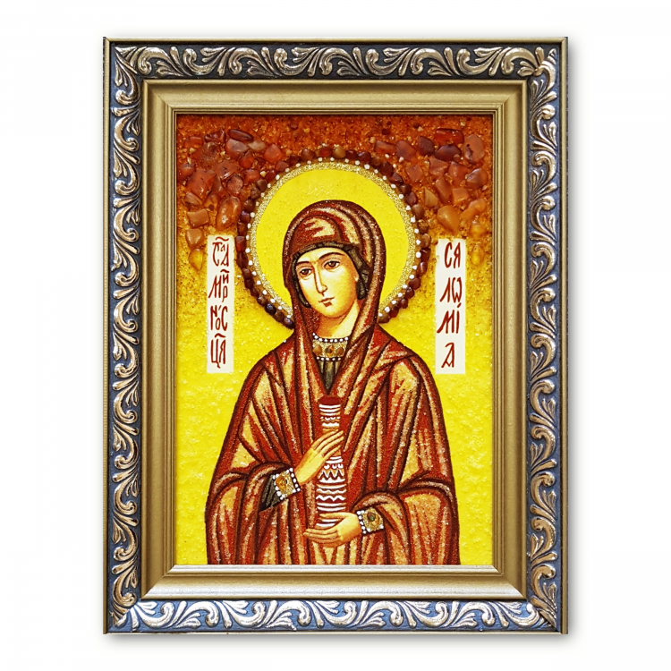 Ікона Свята Соломія Мироносиця з бурштину