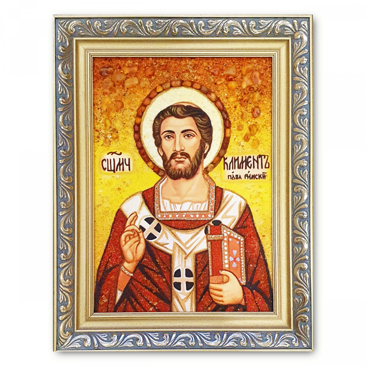 Ікона Климент папа Римський з бурштину