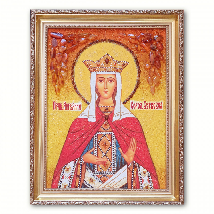 Ікона Свята Ангеліна з бурштину
