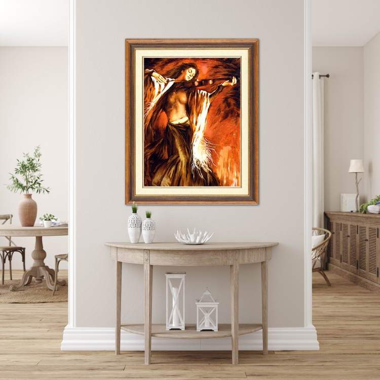 Картина Дівчина зі скрипкою з бурштину