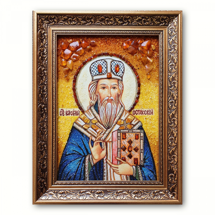 Ікона Василь Острозький з бурштину