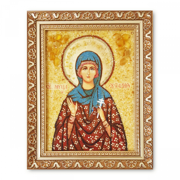 Ікона Свята мучениця Євфалія з бурштину
