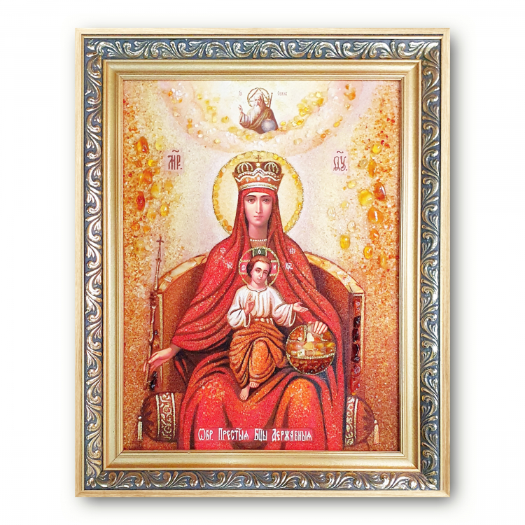 Ікона Божої Матері Державна з бурштину