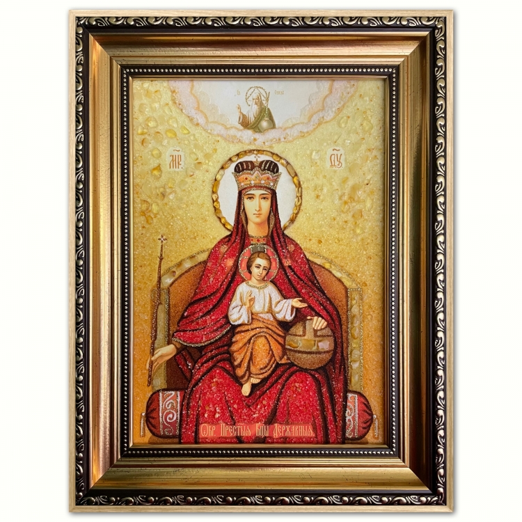 Ікона Божої Матері Державна з бурштину