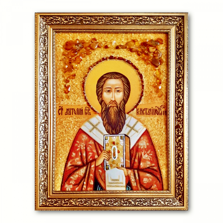 Ікона Анатолій Патріарх Константинопольський  з бурштину