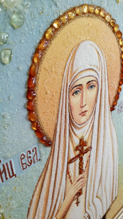 Ікона Свята Мучениця Єлизавета з бурштину