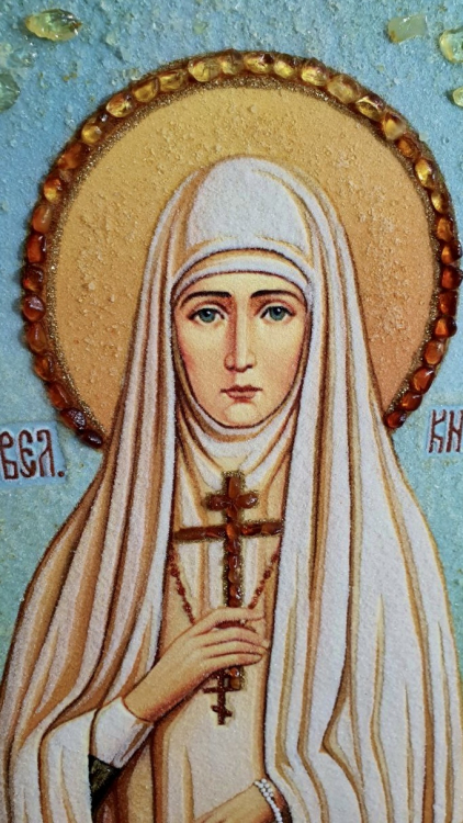 Ікона Свята Мучениця Єлизавета з бурштину