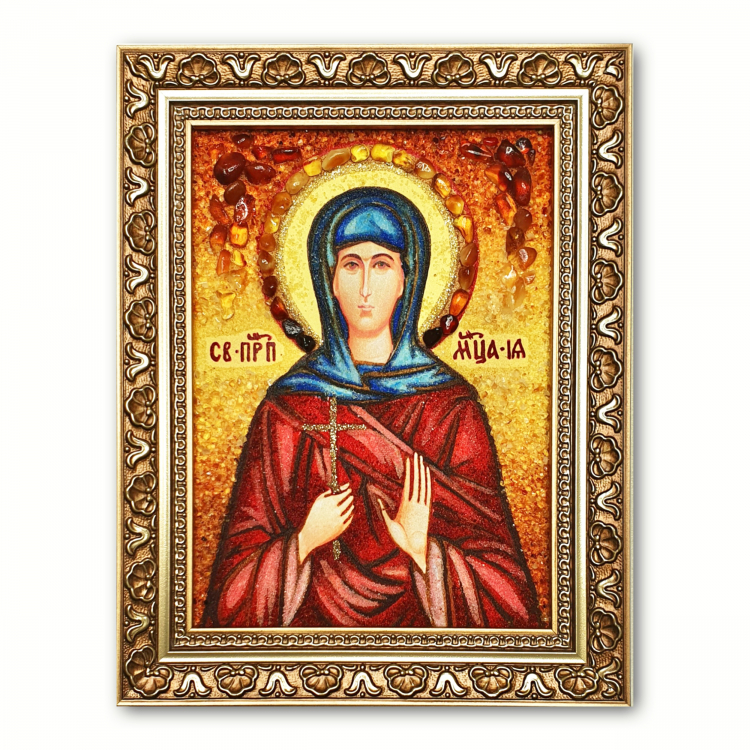 Ікона Свята Ія Перська з бурштину