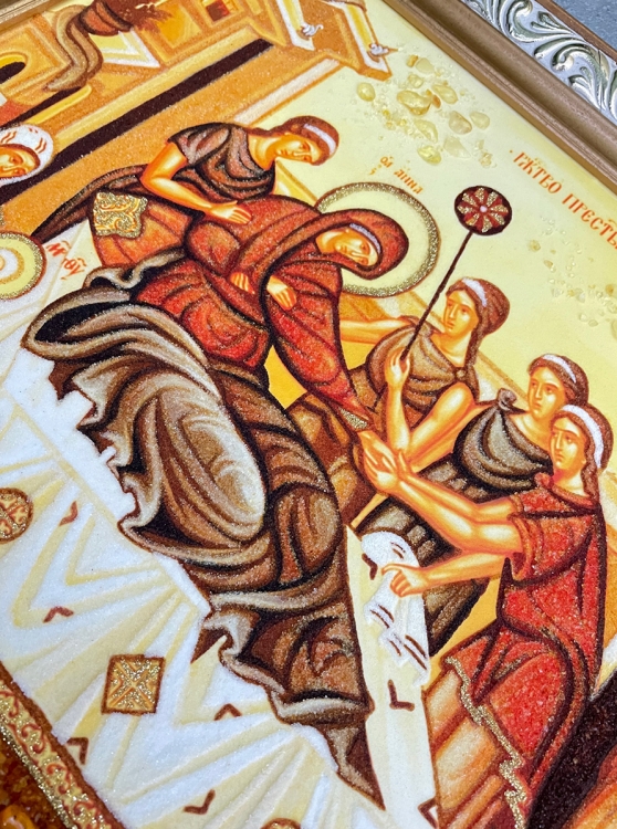 Ікона Різдво Богородиці з бурштину