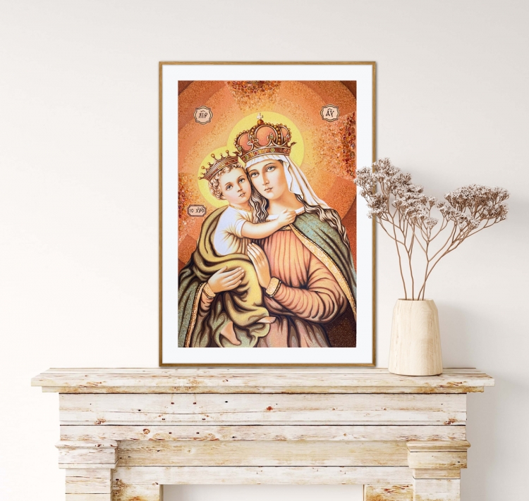 Ікона Єрусалимська Богородиця з бурштину