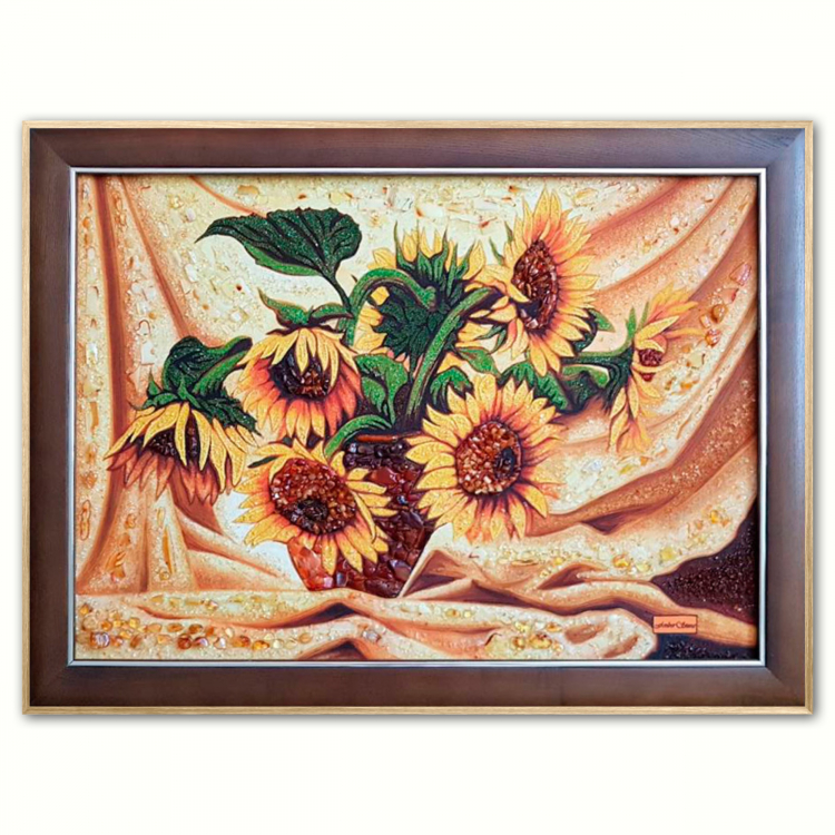 Картина Букет соняхів з бурштину
