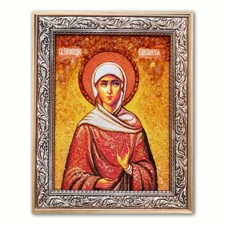 Ікона Праведна Єлисавета Палестинська  з бурштину