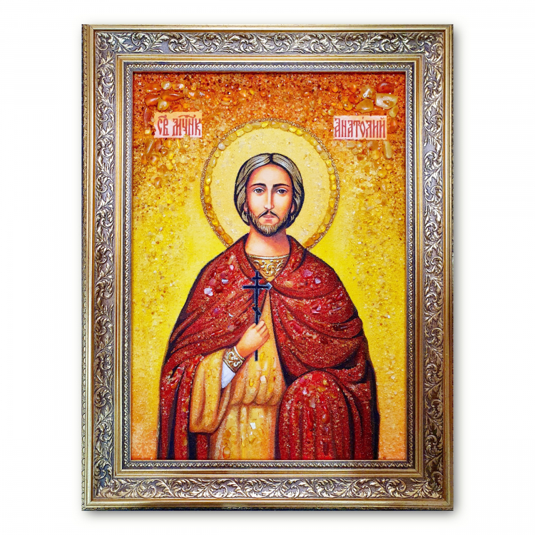 Ікона Анатолій Нікомидійський з бурштину