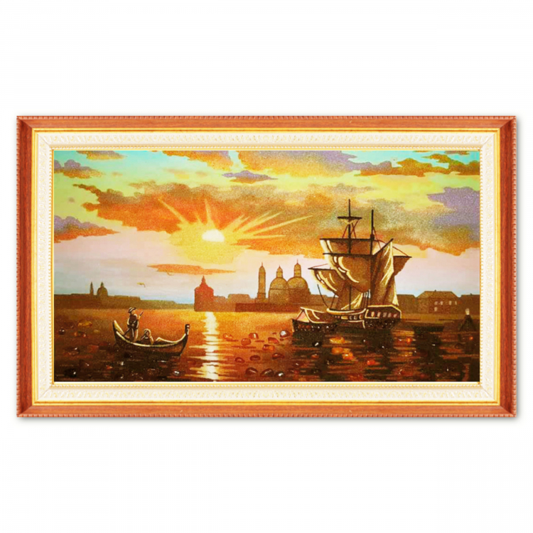 Пейзаж - Захід сонця у Венеції з бурштину