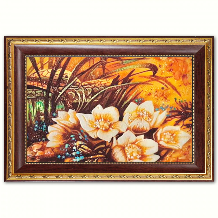 Картина Білі лілії з бурштину