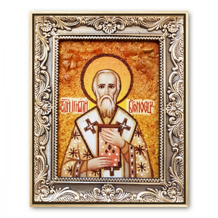 Ікона Ігнатій Богоносець з бурштину
