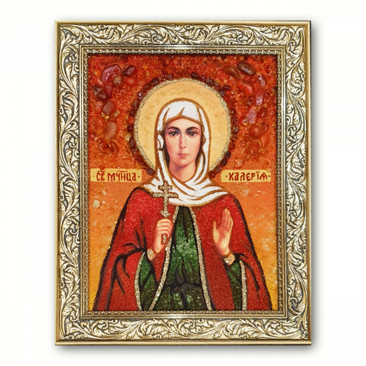 Ікона Калерія (Валерія) Кесарійська з бурштину